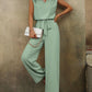 Solid Color Sleeveless V-neck Loose Top Lace-up Wide-leg Pants Casual Suit