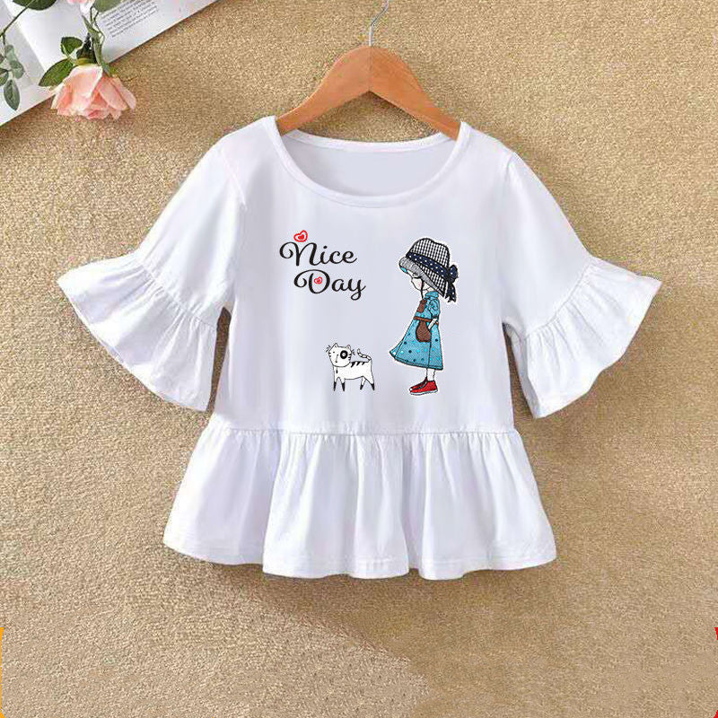 T-shirt à manches volantées pour enfant, bas d'été