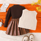 Three-piece Set Of Long-sleeve Base PU Leather Skirt