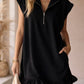 V-Neck Sleeveless Dress - Women's Casual Summer Dress With Two Front Pockets And Back Zipper Closure For Daily Wear