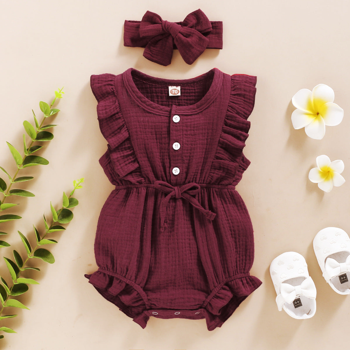 INS Baby Printemps Et Automne Modèles Nouveaux Européens Et Américains Sans Manches Couleur Unie Personnalité Bébé Fille Barboteuse Barboteuse