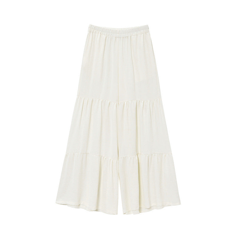 Sleeveless Lace-up Top Loose Drape Flared Pants