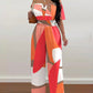 Women's Printed Off-shoulder Fitted Waist