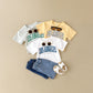 Summer Baby Letter Print Short-sleeve Top Denim Shorts Suit