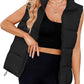 Gilet sans manches en coton rembourré thermique à col montant pour femme