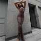 Leopard Print Backless Sling Dress Women