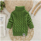 Chemise en tricot épais et pelucheux pour bébé et enfant, col rond, taille haute