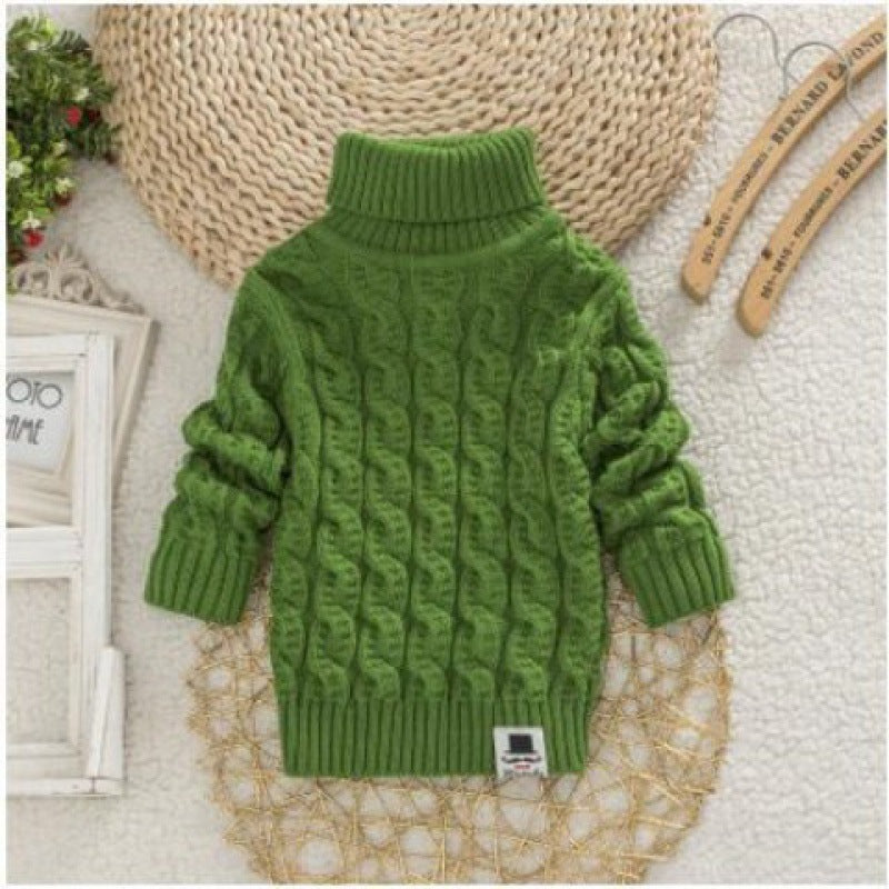 Chemise en tricot épais et pelucheux pour bébé et enfant, col rond, taille haute