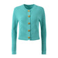 New Round Neck Metal Button Knitted Top Mid-length Dress Set