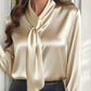Autumn Solid Color Fashion Design Sense Streamer Long Sleeve Shirt Women's Clothing