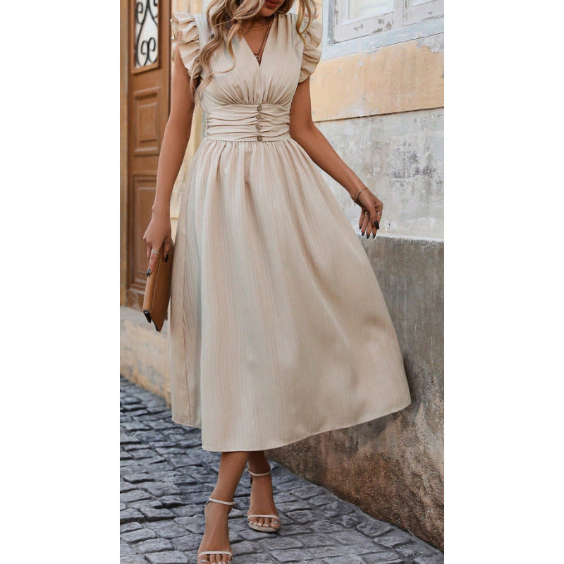 Elegant Waist-cinching French-style Dress For Women