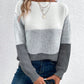 Pullover Knitted Sweater Fashion Round Neck Splicing Knitwear Loose Top Women's Clothing