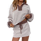 V-neck Short Skirt Set Loose Casual Two-piece