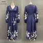Womens Spring Chiffon Long-Sleeve Pleated Dress
