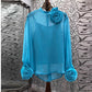 Three-dimensional Plate Flower Stand Collar Long Sleeve Slightly See-through Thin Two-piece Shirt