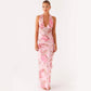 Body-hugging Halter-neck Sexy V-neck Dress With Ruffled Hem And Side Slit
