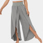 Pantalon de yoga ample fendu, taille haute, élastique, jambes larges, mode femme, vêtements polyvalents