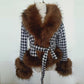 Fashion V-neck Jacket With Faux Raccoon Fur
