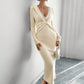Womens Lace Deep V-Cross Bodycon Knitted Dress