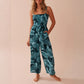 Chic Commuter Bohemian Style Mid-Waist Suspender Printed Straight Jumpsuit