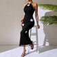Slim Fit Long Flower Small Turtleneck Dress