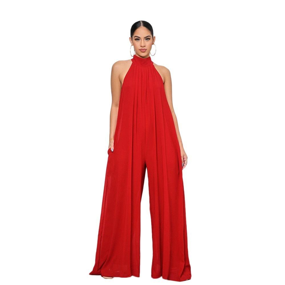Combinaison ample en mousseline de soie pour femme