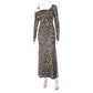 New Square Neck Leopard Print Elegant Slim-fit Dress