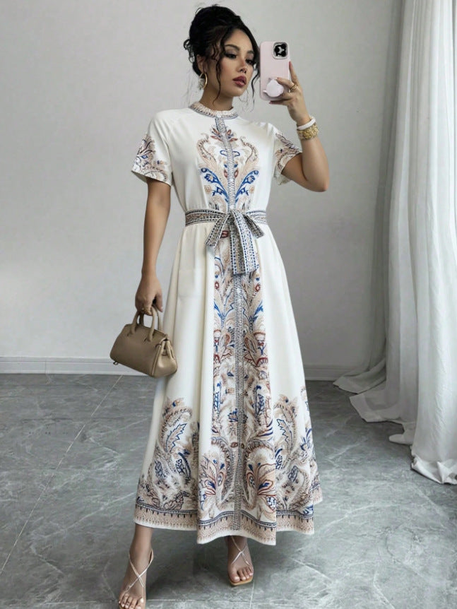 Elegant Lapel Single-breasted Button-up Shirt Dress