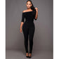 Women's Straight Neck Mid-sleeve Jumpsuit Jumpsuit