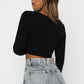 Women's Clothing Cross V-neck Stitching Slim-fit Long-sleeved Bottoming Shirt