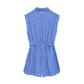 Plaid Simple Sleeveless Lapel One-piece Shorts