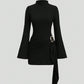 Knitted Solid-Color Slimming Dress With Metal Buttons