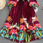 Printed Waist-controlled Lace-up Lady Dress