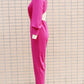 Women's Straight Round Neck Long Sleeve Backless Slim Fit Jumpsuit