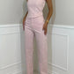 Off-the-shoulder Shiny Vest Diamond Trousers Suit