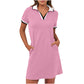 Women's Pure Short Sleeve V-neck Casual Dress