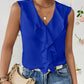 Pure Color Ruffles Sleeveless Chiffon Shirt
