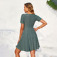 Knitted Embroidered Hollow Cross-collar Stretch Dress