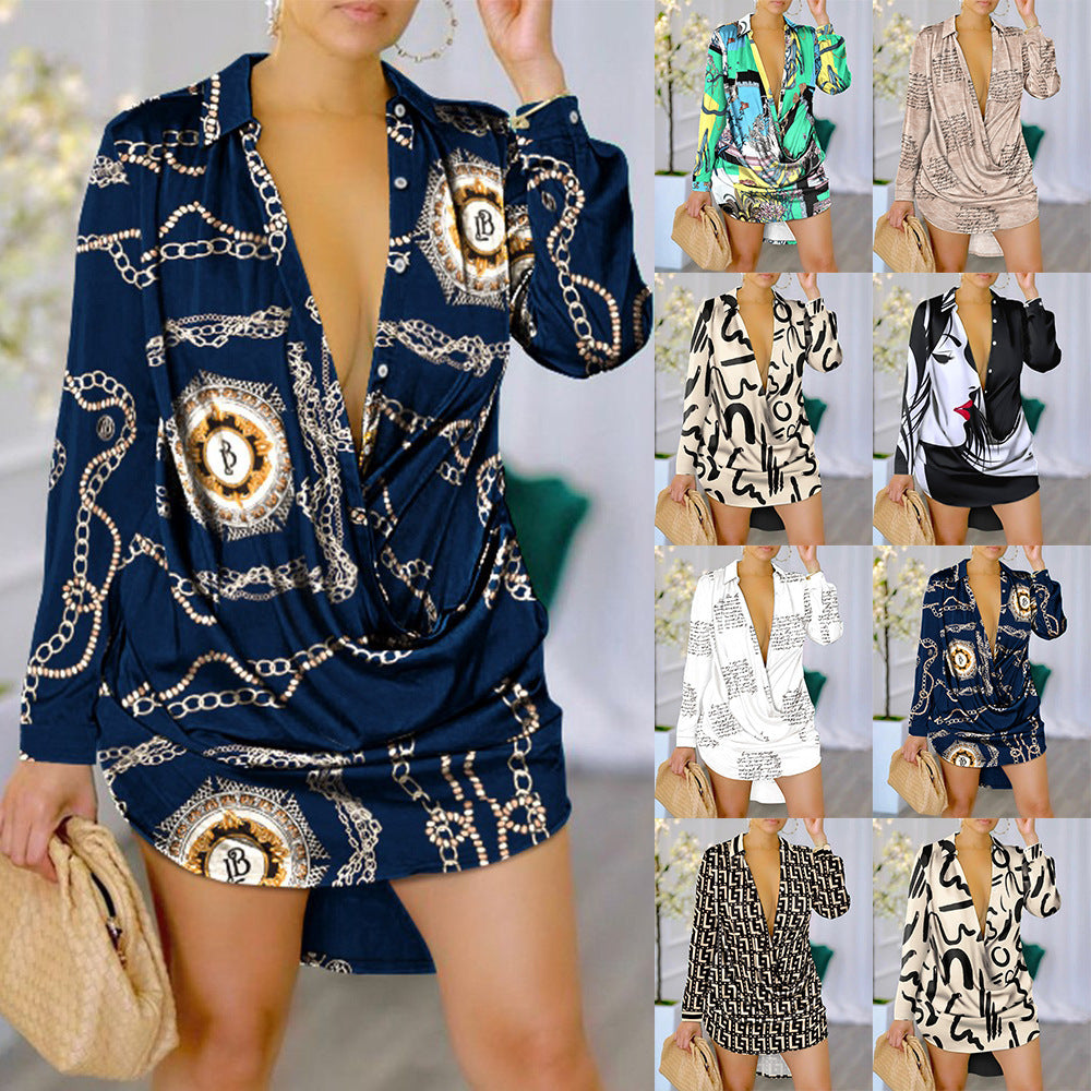 Women's Fashionable Printed Long-sleeved Shirt