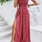 Paisley Print Halter Neck Slit Wide Leg Jumpsuit