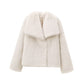 Manteau en fourrure artificielle à gros revers de style français