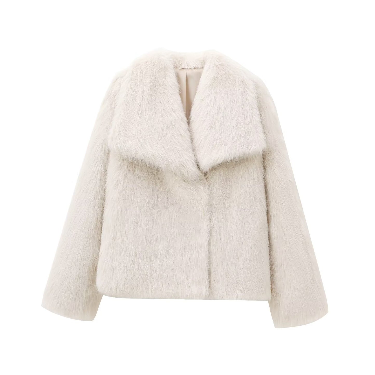 Manteau en fourrure artificielle à gros revers de style français