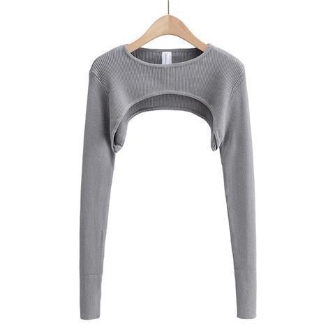 T-shirt à col rond et manches longues assorti de couleur pure
