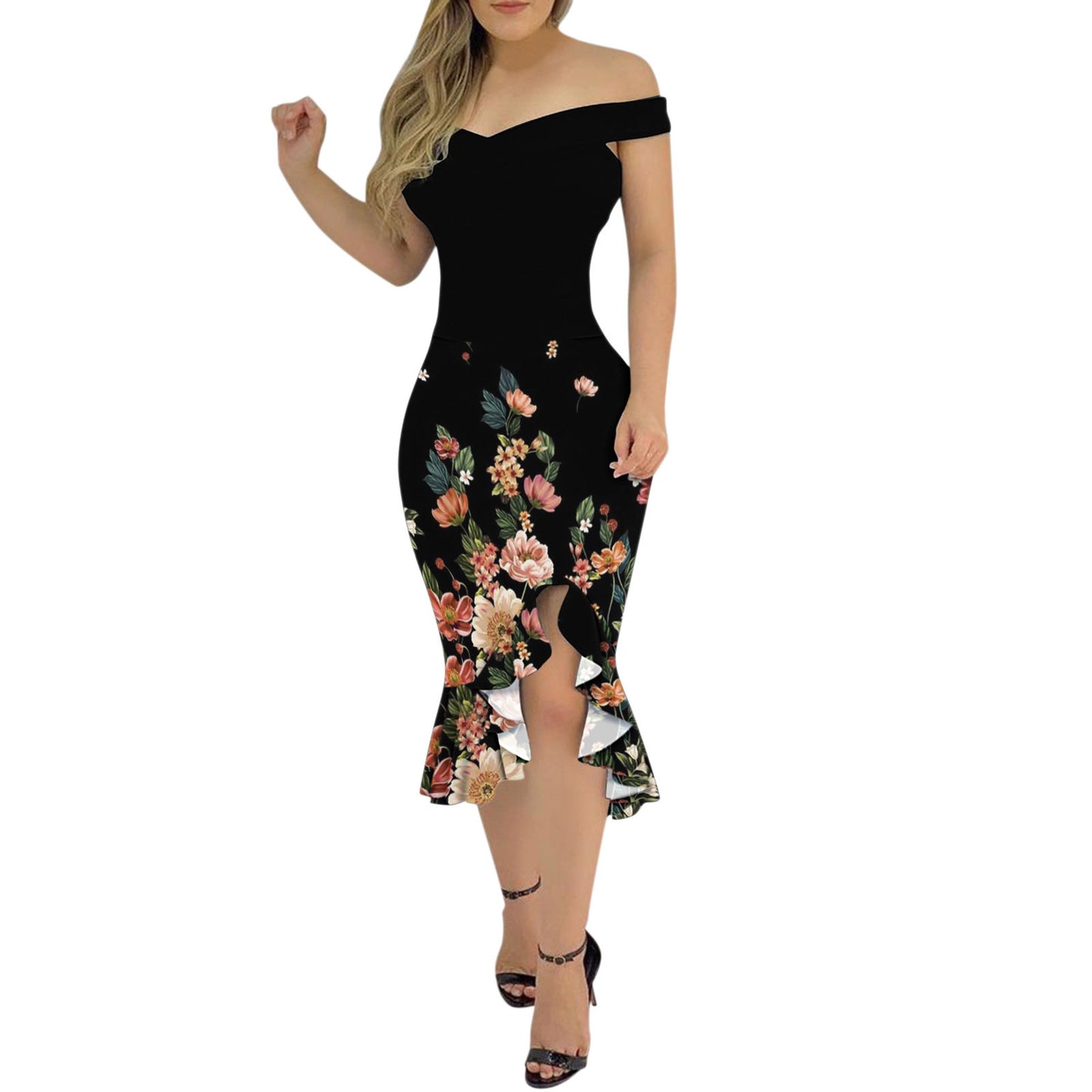 Women's Fashion Graceful Personality Ruffled Dress