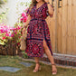 Robe ample imprimée style rétro européen et américain, grande taille, décontractée, col en V