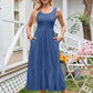 Women's Square Collar Pleated Sleeveless Dress