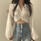 Women's Back Ties Bow Short Shirt
