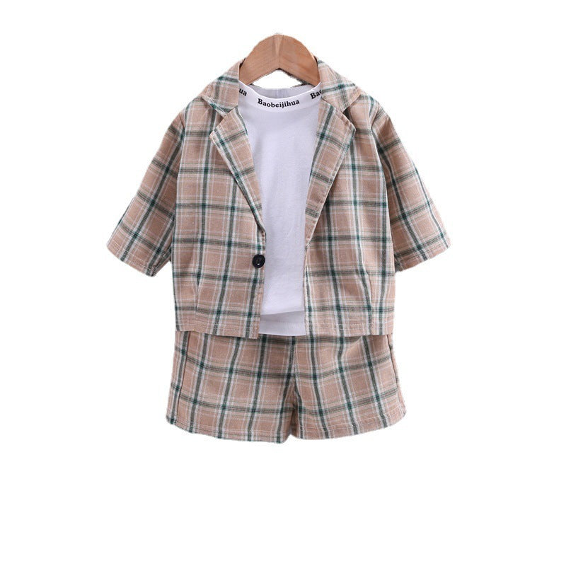 BOys Personality Lapel Three Piece Cardigan Suit