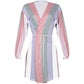 Printed Loose Belt Vertical Stripes Windbreaker Jacket