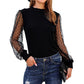 Long Sleeve Mesh Patchwork Top